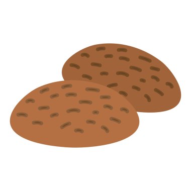 Fırında pişirilmiş el yapımı zencefilli ekmek. Çikolata hamuru pişirme. Basit renkli sade bir illüstrasyon. El çizimi çizgi film vektörü beyaz arkaplanda izole edildi