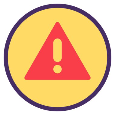 Ünlem işaretli kırmızı üçgen uyarısı. Tehlike sembolü, alışveriş süreci modern ve eski tasarım için düz element. Beyaz arkaplanda izole edilmiş basit renk vektörü resim grafiği