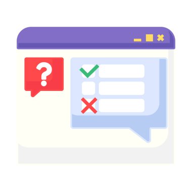 Renkli bir anket içeren vektör sitesi sayfası. Tavsiye, yardım ya da rehberlik sembolü. Simge web tasarımı, çevrimiçi mağaza, baskı ve sosyal medya paylaşımları için uygundur. İş ögesi tırmanışı beyaz arkaplanda izole edildi.