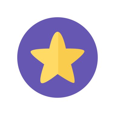 Renkli düz bir dairede vektör yıldız. Pozitif geribildirim, premium iyi sembol. Simge web tasarımı, çevrimiçi mağaza, baskı ve sosyal medya paylaşımları için uygundur. İş ögesi tırmanışı beyaz arkaplanda izole edildi.