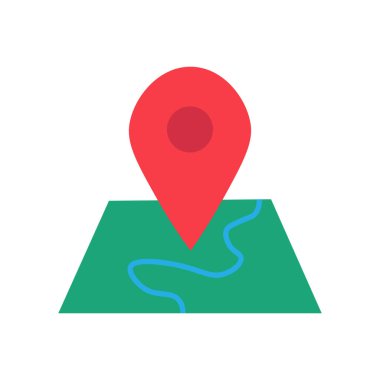 Vektör işaretçisi renkli düz bir şekilde haritaya özendi. Navigasyon ve keşif sembolü. Simge web tasarımı, çevrimiçi mağaza, baskı ve sosyal medya paylaşımları için uygundur. İş ögesi tırmanışı beyaz arkaplanda izole edildi.