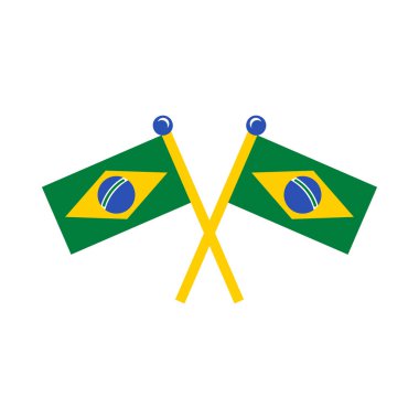 Brezilya bayraklarının düz çizgi film tarzında canlı bir vektör çizimi. Turizm kampanyaları, tasarım broşürleri, el ilanları veya eşsiz ve kültürel açıdan zengin bir estetiğin festival unsurlarını içeren ambalajlar. Davetiyeler, afişler için dekorasyon