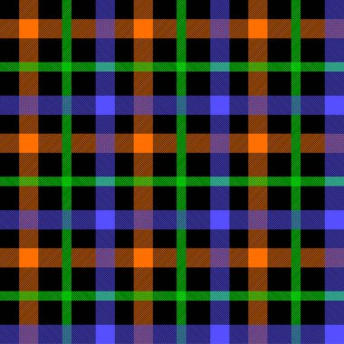 Vektör neon renkli İskoç kareli tartan deseni. Şebeke benzeri bir desen, eşarp ya da çanta gibi farklı durumlar için tasarımın geometrik estetiği, perde ya da masa örtüsü gibi ev dekorları ve hatta