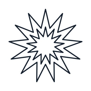 Doğrusal şekilde ışıldayan yıldızın vektör çizimi. Bilim, keşif ve uzay sembolü. Astronomi ve kozmos elementi. Simge web tasarımı, dekoratif unsurlar, baskı, çıkartmalar veya sosyal medya için mükemmel. Görüntü beyaz noktadan izole edilmiş.