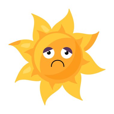 Çizgi film tarzında parlak sarı renkli dalgın üzgün bir yüzle stilize güneşin canlı bir temsili. Ruh sağlığı farkındalığını destekleyen kampanyalar, üzüntü, depresyon veya kaygı duygularını temsil ediyor