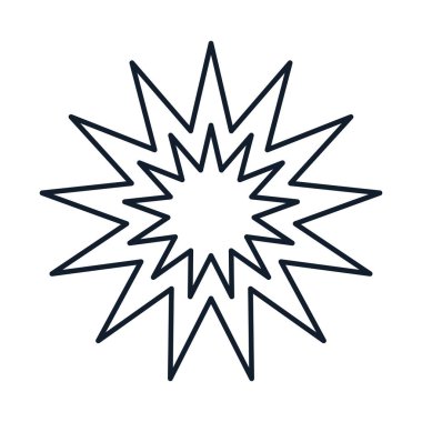 Doğrusal şekilde ışıldayan yıldızın vektör çizimi. Bilim, keşif ve uzay sembolü. Astronomi ve kozmos elementi. Simge web tasarımı, dekoratif unsurlar, baskı, çıkartmalar veya sosyal medya için mükemmel. Görüntü beyaz noktadan izole edilmiş.
