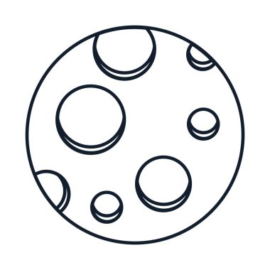 Doğal uydunun doğrusal olarak vektör çizimi. Bilim, keşif ve uzay sembolü. Astronomi ve kozmos elementi. Simge web tasarımı, dekoratif unsurlar, baskı, çıkartmalar veya sosyal medya için mükemmel. Görüntü Whit 'te izole edilmiş.