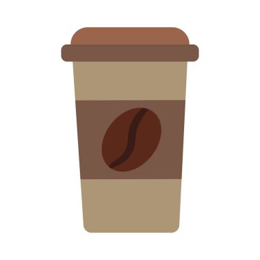 Çizgi film tarzında kapağı olan paket kahve fincanının vektör çizimi. Kahve temalı bir etkinlik, bir kafe menüsü, bir kahve dükkanı reklamı, kahveyle ilgili bir blog yazısı. Latte, Espresso, Americano, Cappuccino, Flat, Mocha, Irish, Turkish Coffee.