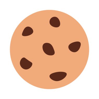 Katı çizgi film tarzında çikolata damlalı bir kurabiyenin vektör çizimi. Kahve temalı bir etkinlik, bir kafe menüsü, bir kahve dükkanı reklamı, kahveyle ilgili bir blog yazısı. Simge web tasarımı, dekoratif ögeler, yazdırma, çıkartmalar için mükemmeldir, 