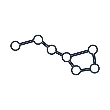 Doğrusal biçimde takımyıldızının vektör illüstrasyonu. Bilim, keşif ve uzay sembolü. Astronomi ve kozmos elementi. Simge web tasarımı, dekoratif unsurlar, baskı, çıkartmalar veya sosyal medya için mükemmel. Görüntü beyaz ba 'da izole edilmiştir.