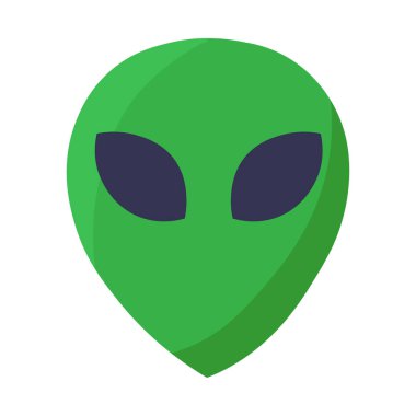 Çizgi film tarzında insansı yüz elementini yönlendir. Evrenin gizemi, UFO, Cadılar Bayramı sembolü. Çizim web tasarımı, çevrimiçi mağaza, baskı ve sosyal medya paylaşımları için uygundur. Simge beyaz bir arkaplanda izole edilmiştir.