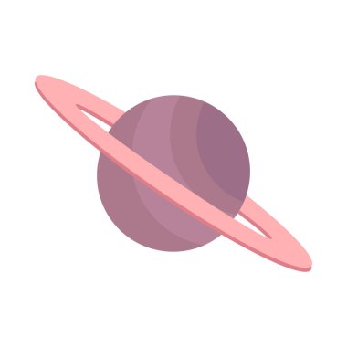Çizgi film tarzında bir halkası olan vektör gezegen. Kozmosun harikaları, astronomi bilimi. Çizim web tasarımı, çevrimiçi mağaza, baskı ve sosyal medya paylaşımları için uygundur. Simge beyaz bir arkaplanda izole edilmiştir.