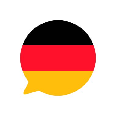 Çizgi film tarzında Alman bayrağı renginde bir konuşma baloncuğunun canlı bir temsili. Cesur ve vatansever tonlarıyla Almanya 'nın ulusal gururu. Alman dili ve kültürü. İllüstrasyon eğitim kaynakları, festivaller ve her şey için idealdir