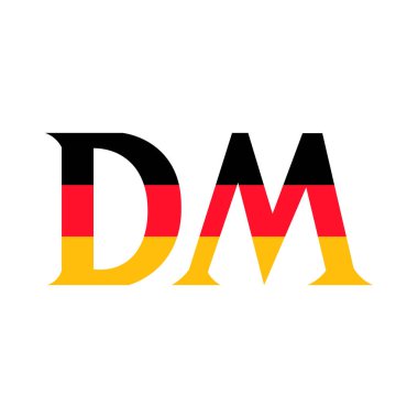 Çizgi film tarzında Alman bayrağı renginde D ve M harflerinin canlı bir temsili. Cesur ve vatansever tonlarıyla Almanya 'nın ulusal gururu. Alman dili ve kültürü. İllüstrasyon eğitim kaynakları, festivaller ve 