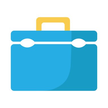 Alet ve cihaz ikonlu kapalı bir bavul dolusu inşaat mühendisi. Önemli araç ögelerini saklamak ve sıralamak için kutucuk. Beyaz arkaplanda izole edilmiş basit düz vektör