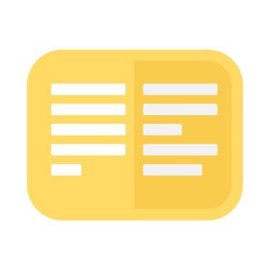 Sarı sayfa ikonlu açık telefon rehberinin sembolü. Telefon numarası ve abone bilgi ögesi arama için modası geçmiş telefon rehberi. Beyaz arkaplanda izole edilmiş basit düz vektör