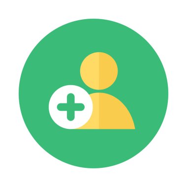 Yuvarlak yeşil etiket çevrimiçi sohbet simgesine yeni kullanıcı ekliyor. Bilgi muhasebe ve veri kontrol sistemi elementinin yeni abonesi. Beyaz arkaplanda izole edilmiş basit düz vektör