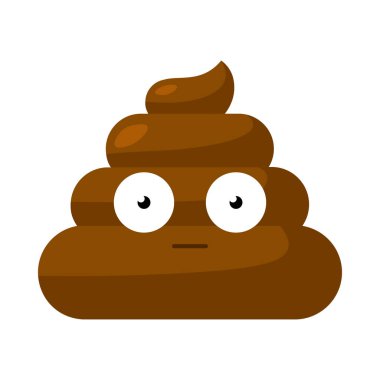 Kahverengi, yuvarlak gözleriyle Emoji 'nin kakasını görünce şaşırdı. Sosyal medyada tepki için tasarım öğesi. Komik bir ikon. Beyaz arkaplanda izole edilmiş basit çizgi film vektör ögesi
