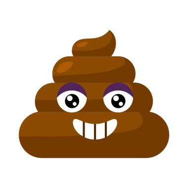 Kahverengi kahkaha açık gülümseme Emoji kakası. Sosyal medyada tepki için tasarım öğesi. Komik bir ikon. Beyaz arkaplanda izole edilmiş basit çizgi film vektör ögesi