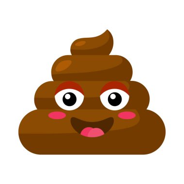 Kahverengi yanaklı utangaç yüzlü Emoji kakası. Sosyal medyada tepki için tasarım öğesi. Komik bir ikon. Beyaz arkaplanda izole edilmiş basit çizgi film vektör ögesi