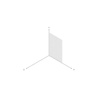 Matematik Fakültesi Bilim Geometrik Eksenleri Konsepti. X, Y ve Z eksenli 3D Kartezyen koordinat sistemi.