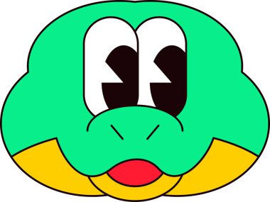 Gülümseyen yılan, Çin Yeni Yılı 'nın sembolü, ağzı açık ve şaşkınlık içinde. Etiket paketi için yeni yıl cırt cırtı ya da 2000 yılının eski stili hediye çeki. Beyaz arkaplanda çizgi film Y2K retro etiketi