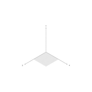 Matematik Fakültesi Bilim Geometrik Eksenleri Konsepti. X, Y ve Z eksenli 3D Kartezyen koordinat sistemi.