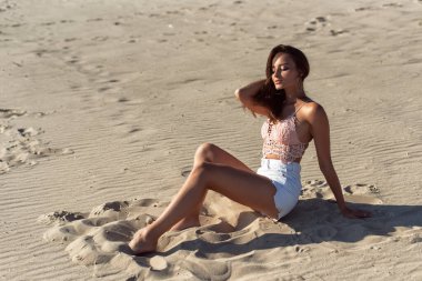 Evening walk on the hot beach