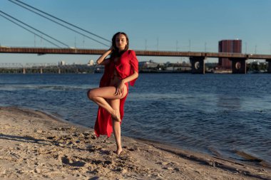 Evening walk on the hot beach