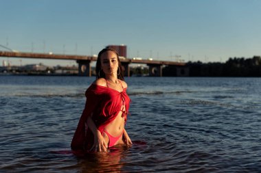 Evening walk on the hot beach