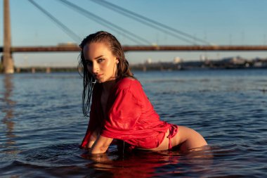 Evening walk on the hot beach