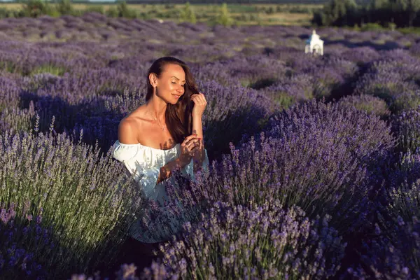 stock image Summer sunny evening with a young woman