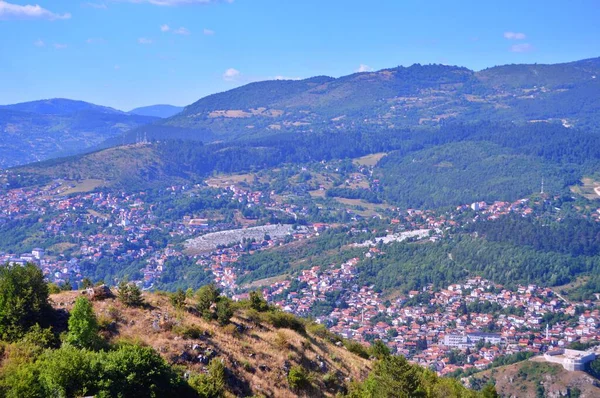 Panoramatický Výhled Sarajevo Létě Hory Trebevic Cestování Evropy — Stock fotografie