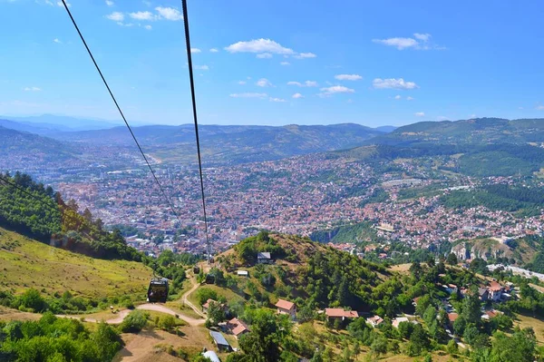 Канатная Дорога Центра Сараево Горы Требевич Боснии Герцеговине Летом — стоковое фото