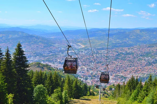 Cable Car Lift Center Sarajevo Trebevic Mountain Bosnia Herzegovina Summer — Stock Photo, Image