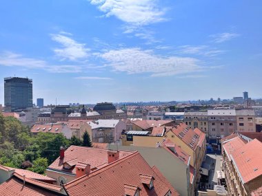 Zagreb 'de yaz tatilinde panoramik manzara, Hırvatistan' da Zagreb