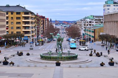  The iconic statue Poseidon by Carl Milles  in Gothenburg. Gothenburg is the second largest city in Sweden and an important harbor. Travel to Scandinavia clipart