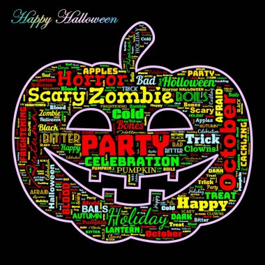 Geçmiş olarak Mutlu Cadılar Bayramı 'nın kelime bulutu. Tatil günü. Doku