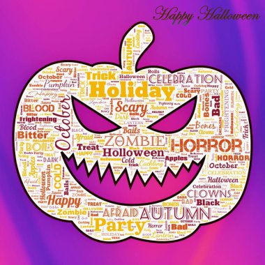 Word cloud of the Happy Halloween as background. Holiday. Texture clipart