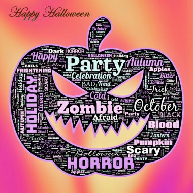 Geçmiş olarak Mutlu Cadılar Bayramı 'nın kelime bulutu. Tatil günü. Doku