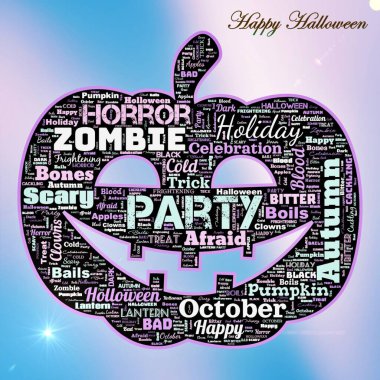 Geçmiş olarak Mutlu Cadılar Bayramı 'nın kelime bulutu. Tatil günü. Doku