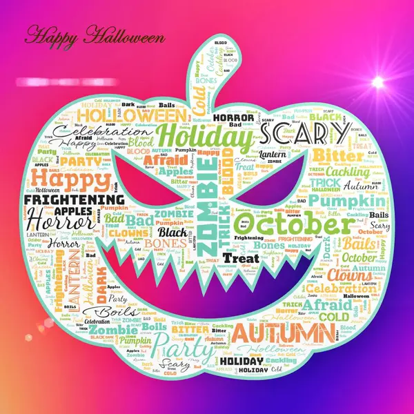 stock image Word cloud of the Happy Halloween as background. Holiday. Texture