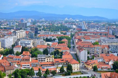  Slovenya 'nın başkenti Ljubljana' nın Ljubljana Kalesi, Slovenya 'dan manzarası