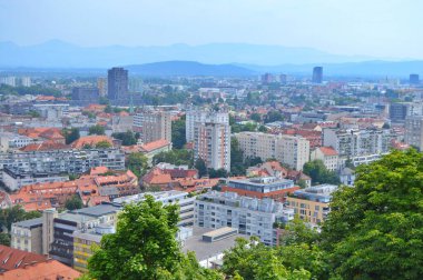  Slovenya 'nın başkenti Ljubljana' nın Ljubljana Kalesi, Slovenya 'dan manzarası