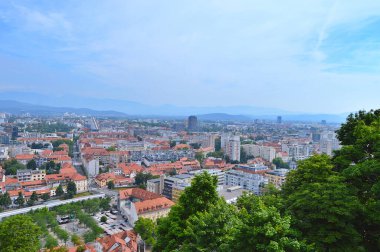  Slovenya 'nın başkenti Ljubljana' nın Ljubljana Kalesi, Slovenya 'dan manzarası