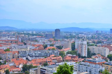  Slovenya 'nın başkenti Ljubljana' nın Ljubljana Kalesi, Slovenya 'dan manzarası