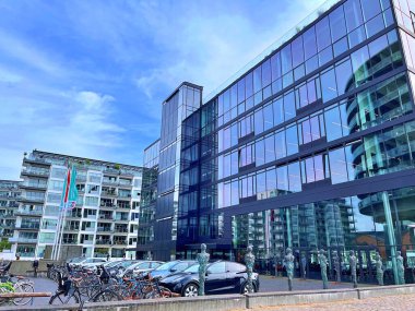 Kopenhag, Danimarka - Sep 03, 2024: Fiske Torvet 'i görün. Yaz tatilinde İskandinavya 'ya, Danimarka' da Kopenhag 'a seyahat .....