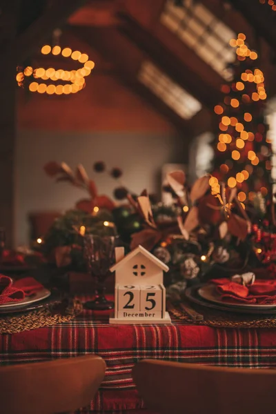 Frohe Weihnachten Dezember Abend Veranstaltung Märchenhafte Stimmung Funkelnde Bokeh Girlande — Stockfoto