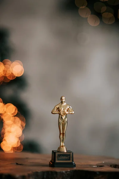 Hollywood Gold Oscars Trophy Figurine Imitation Seen Award Cinema Ceremony — Stock fotografie