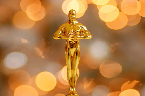 Hollywood Gold Oscars Trophy Figurine Imitation Seen Award Cinema Ceremony — Foto Stock